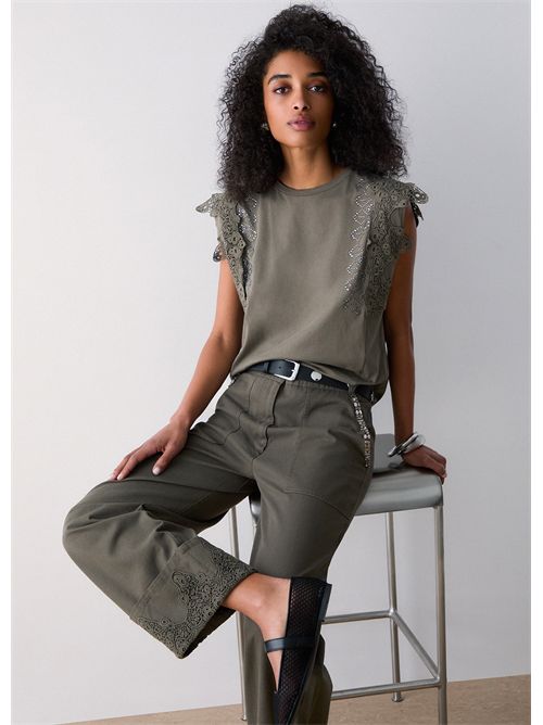 Pantaloni con dettaglio macramè LIU JO | WA6296T433A/90822